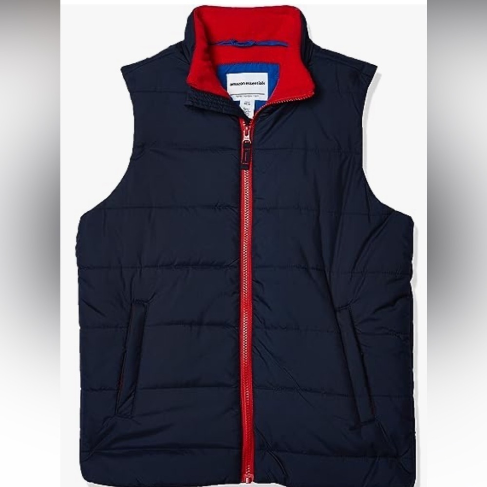 Kid’s Blue & Red Amazon Essentials Lined Puffer Vest S